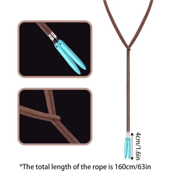 4 PCS Western Turquoise Set Necklace, Dangle Earrings, Stackable Bracelet Boho - Picture 5 of 7